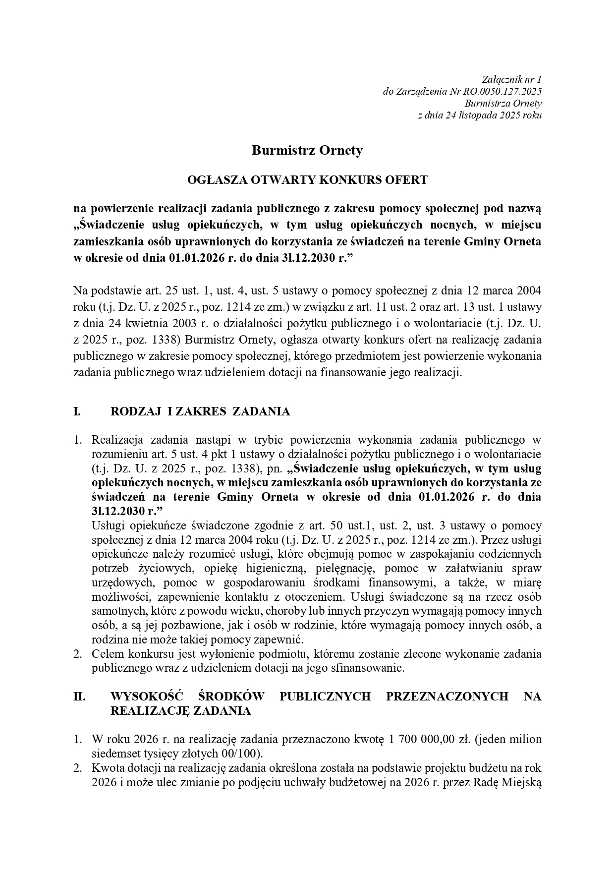 Ogłoszenie o konkursie